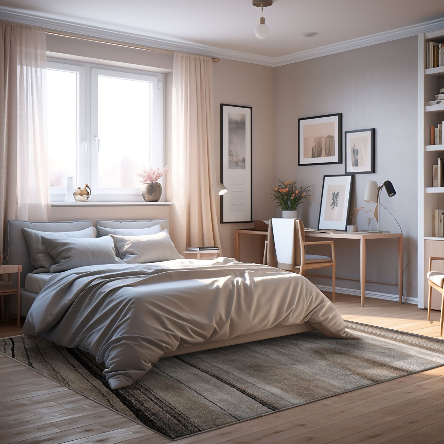 Darius Abstract Contemporary Cream and Beige Indoor Rug