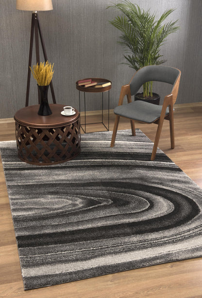 Darius Abstract Contemporary Grey and Black Indoor Rug