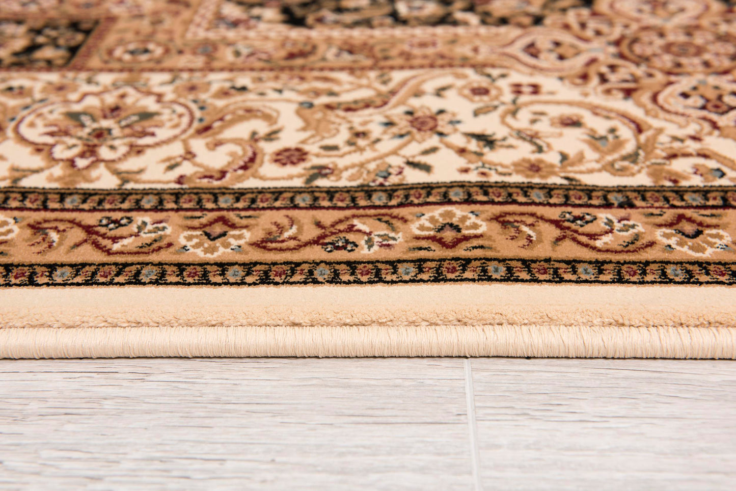 Hadi Persian Medallion Traditional Cream and Black Indoor Rug-12
