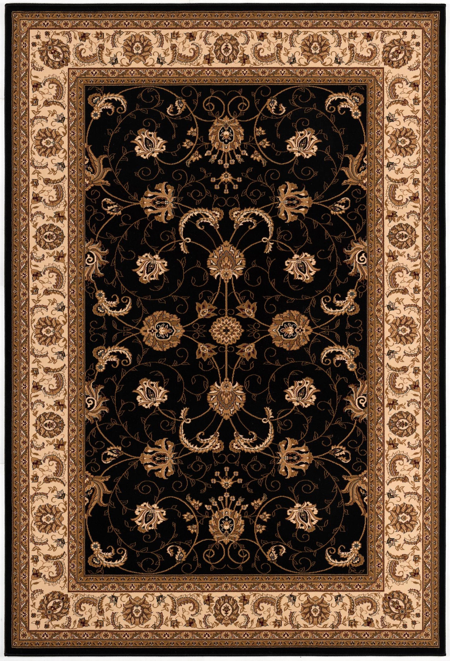 Fayez Persian Medallion Traditional Cream and Black Indoor Rug-1