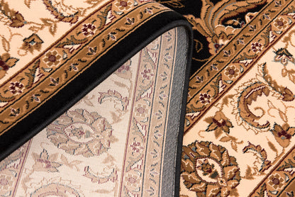 Fayez Persian Medallion Traditional Cream and Black Indoor Rug-27