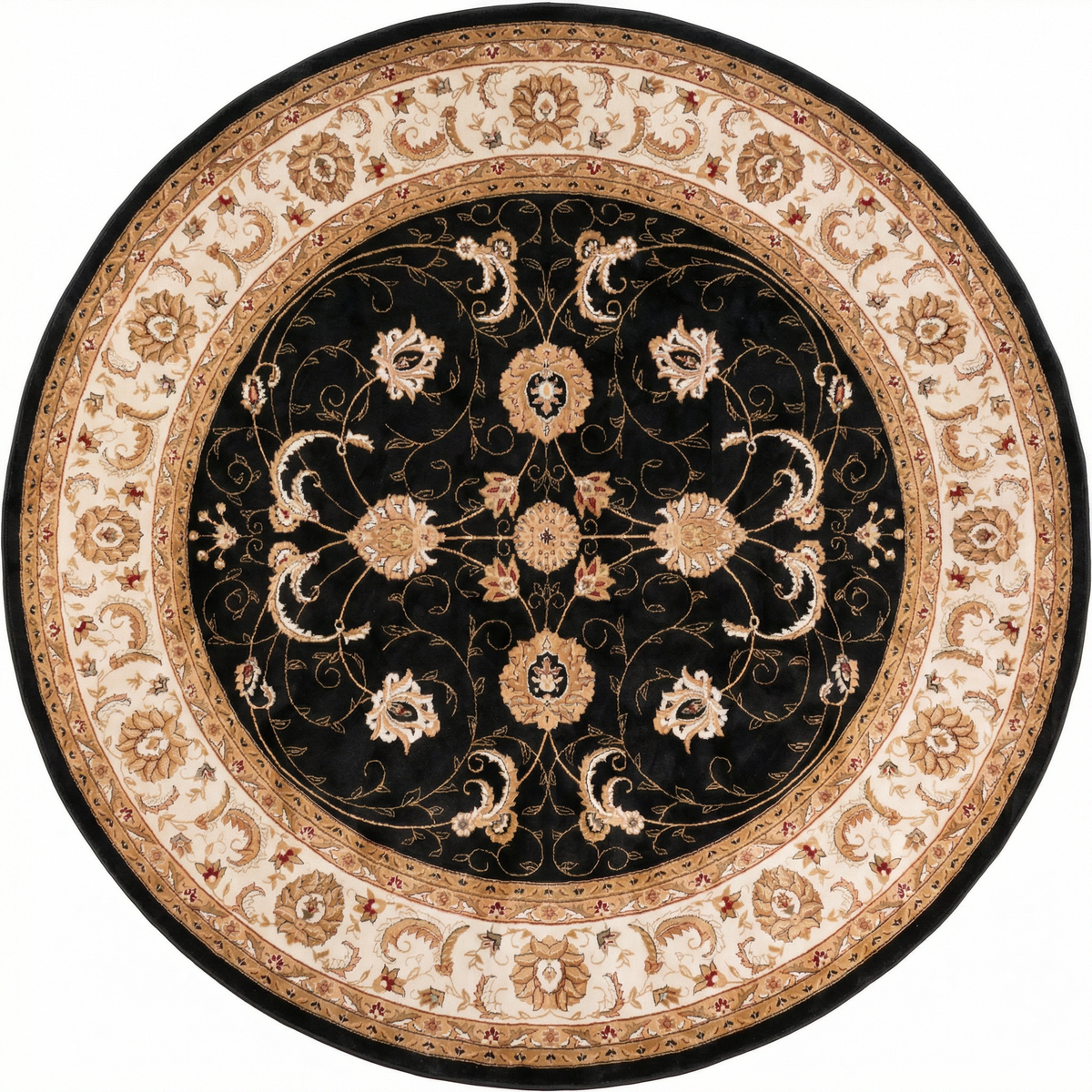 Fayez Persian Medallion Traditional Cream and Black Indoor Rug