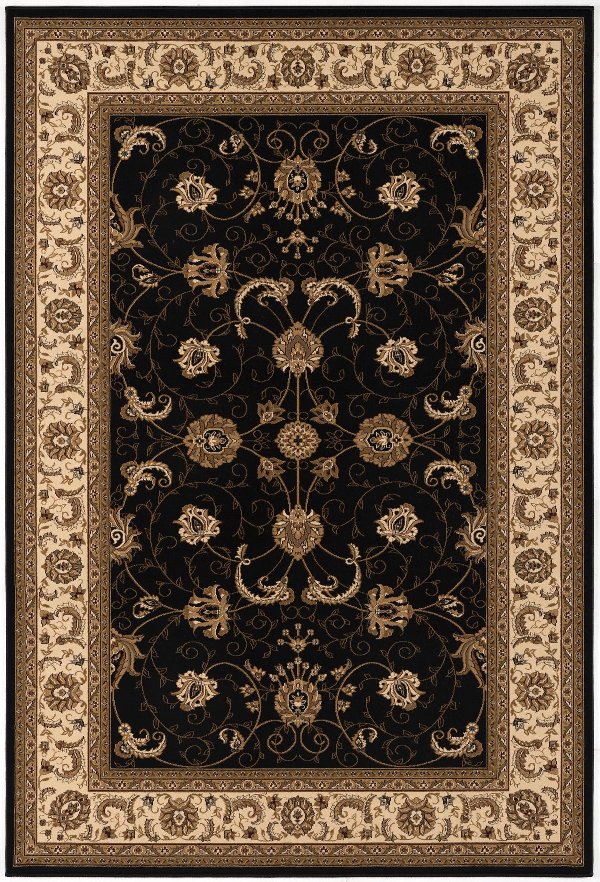 Fayez Persian Medallion Traditional Cream and Black Indoor Rug