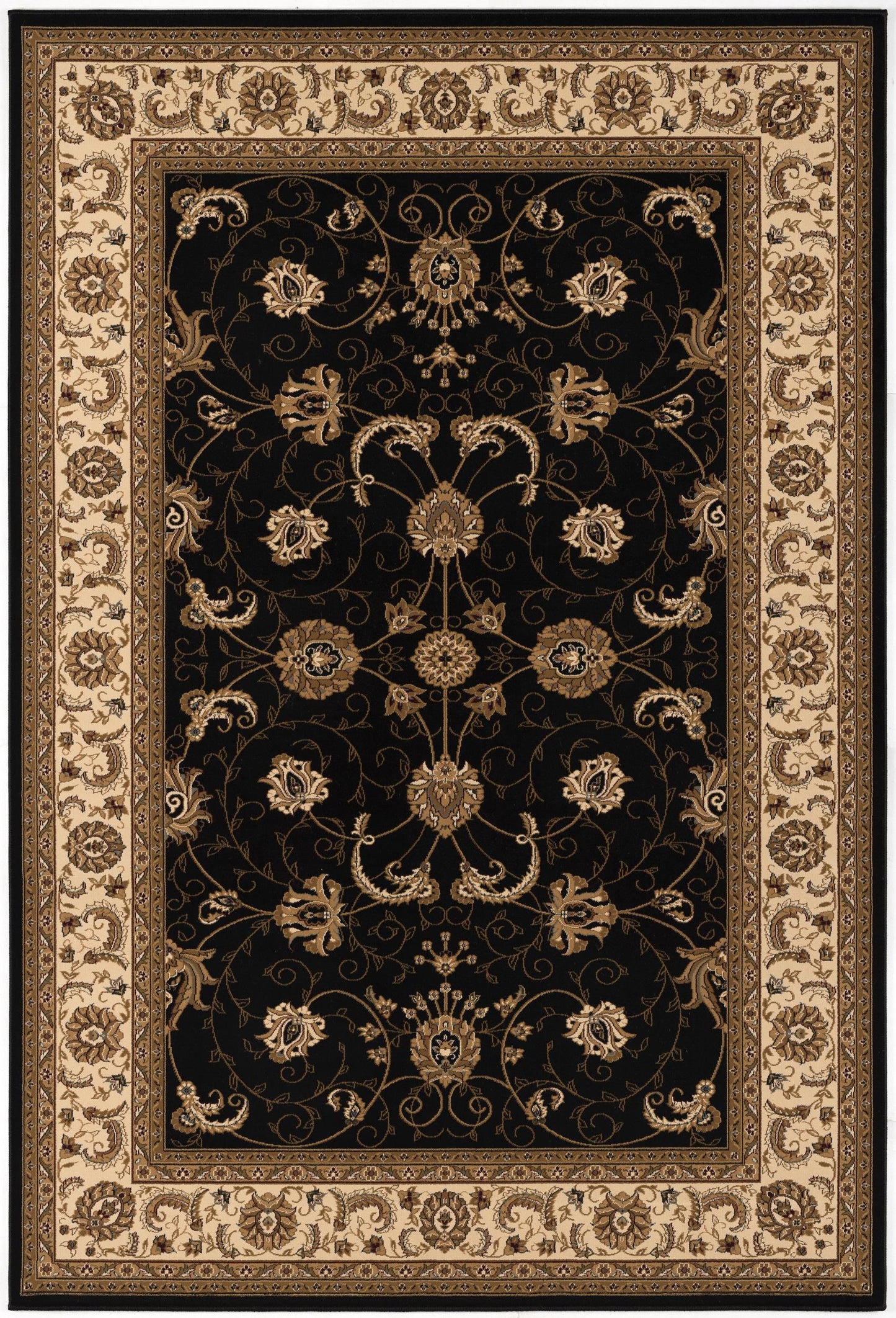 Fayez Persian Medallion Traditional Cream and Black Indoor Rug-19