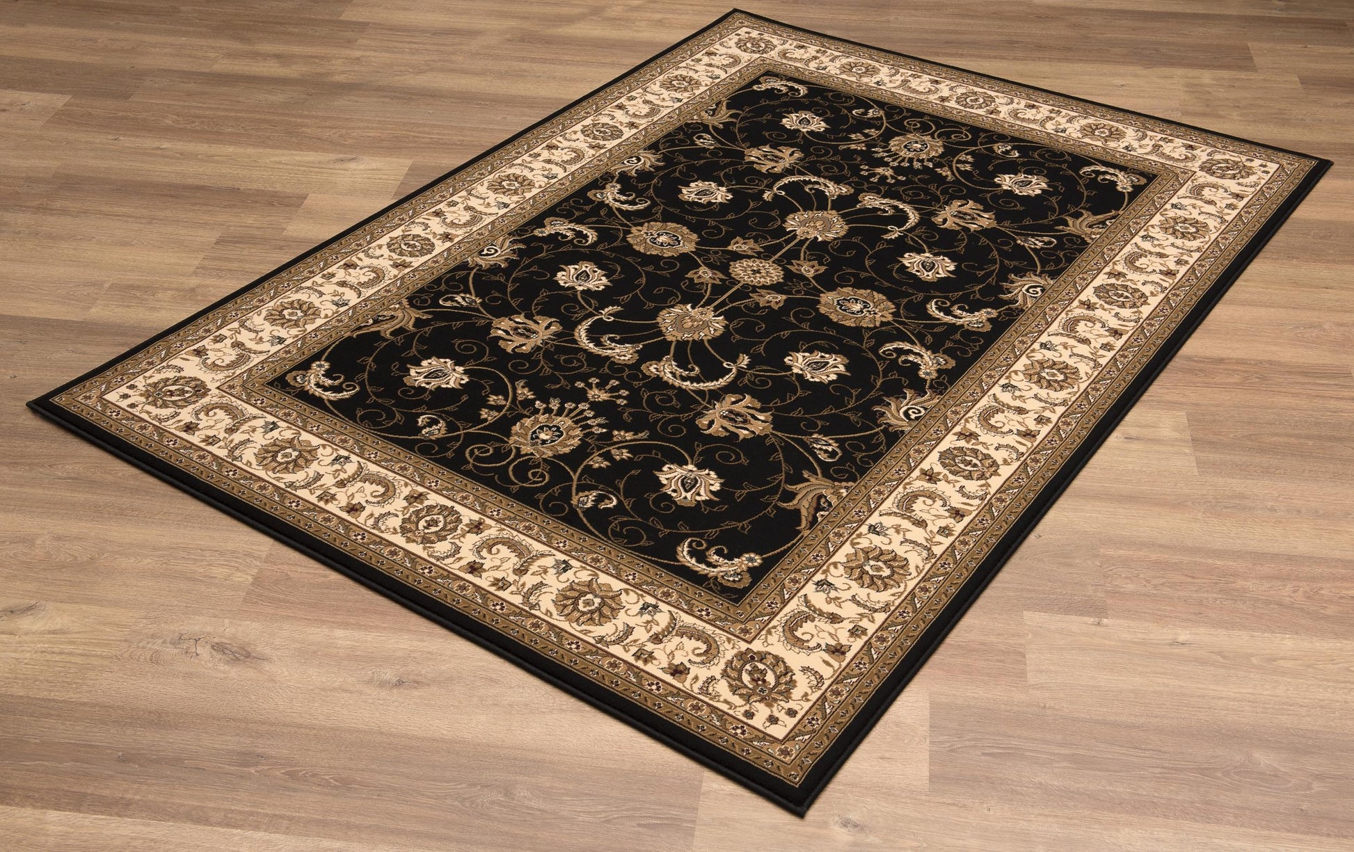 Fayez Persian Medallion Traditional Cream and Black Indoor Rug-18
