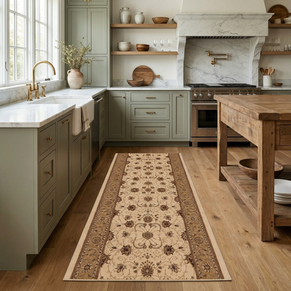 Tapis persan traditionnel beige majestueux