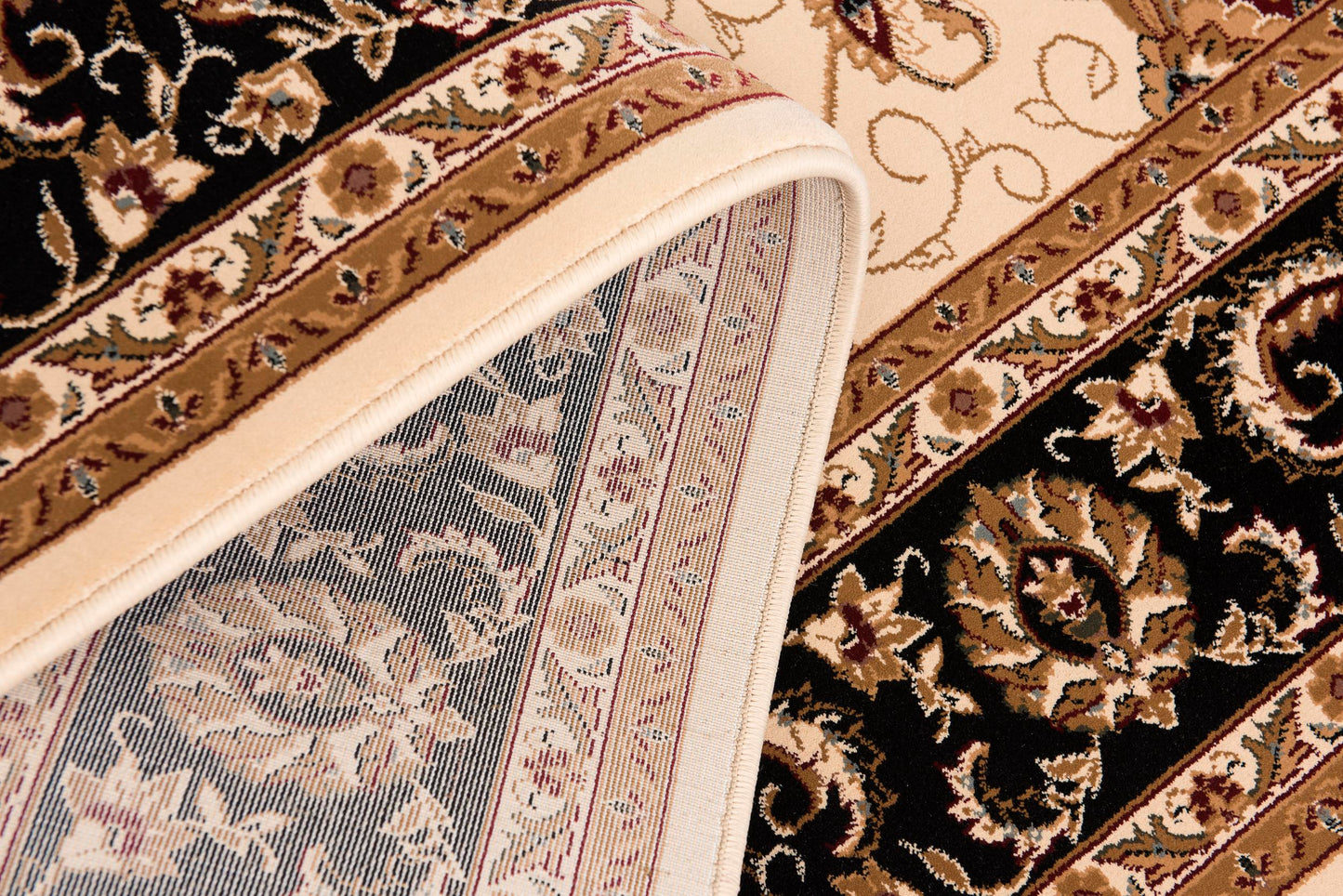 Fayez Persian Medallion Traditional Beige and Black Indoor Rug-23