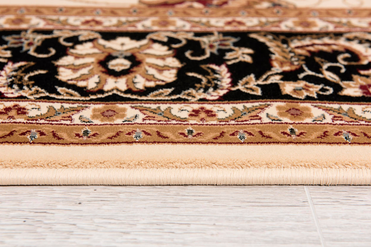 Fayez Persian Medallion Traditional Beige and Black Indoor Rug-30