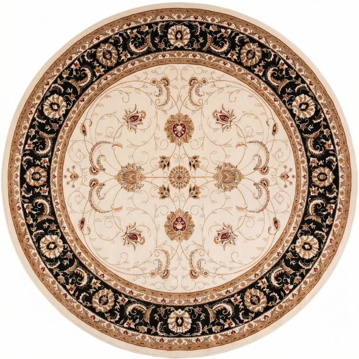 Fayez Persian Medallion Traditional Beige and Black Indoor Rug