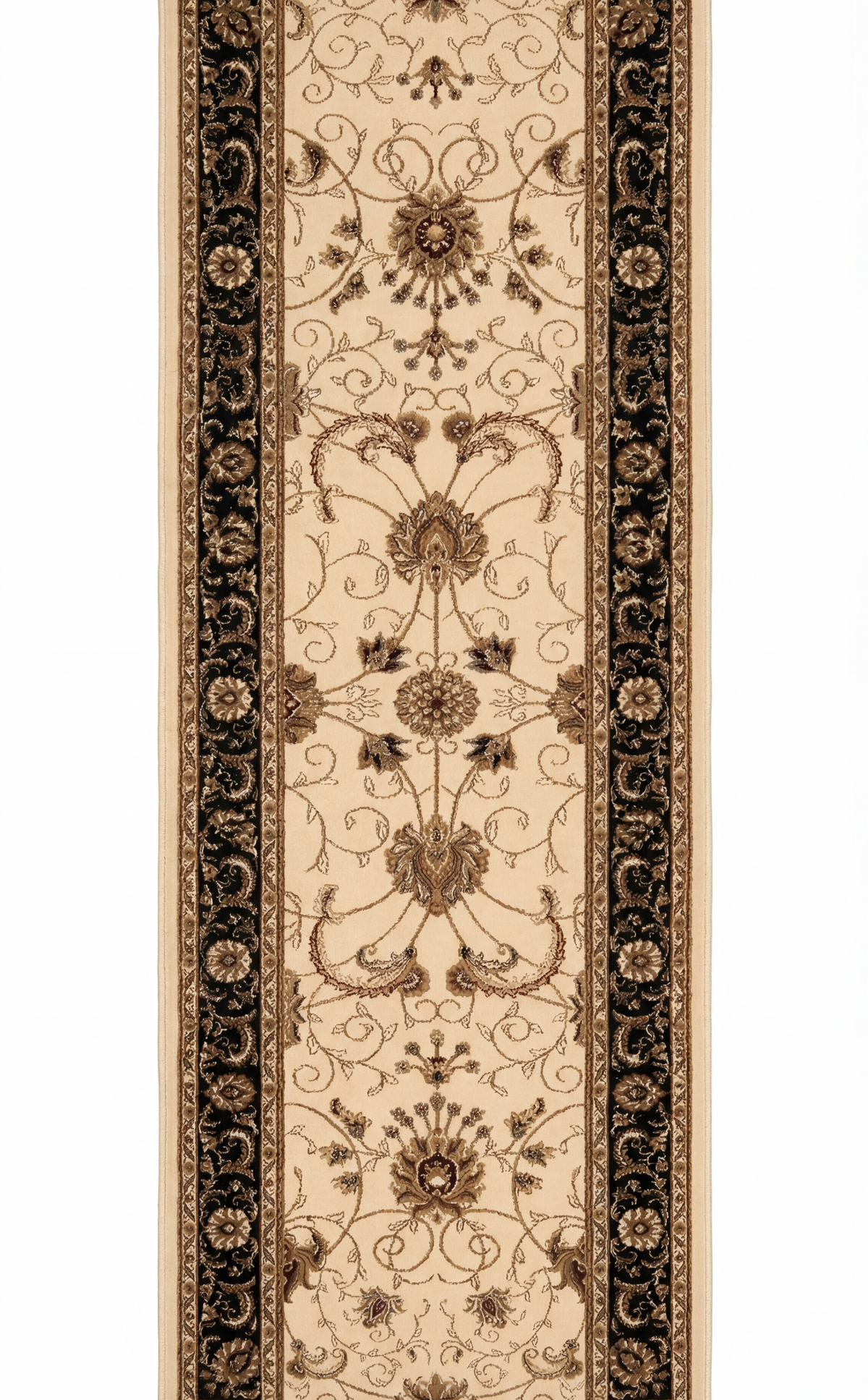 Alfombra de interior tradicional Fayez Persian Medallion beige y negra