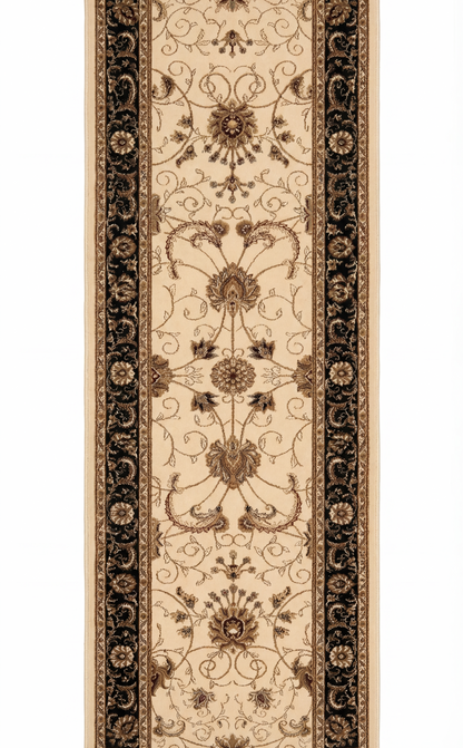 Alfombra de interior tradicional Fayez Persian Medallion beige y negra