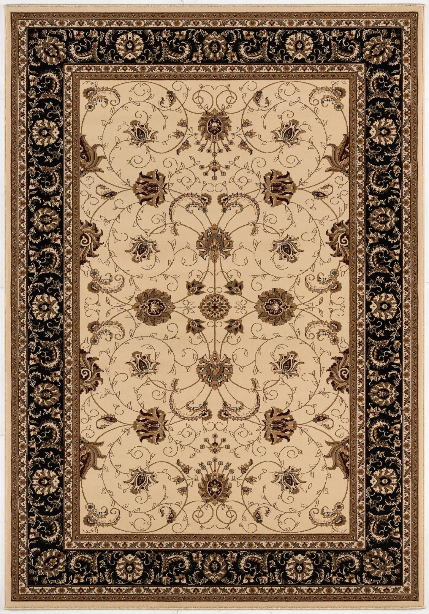 Fayez Persian Medallion Traditional Beige and Black Indoor Rug-20