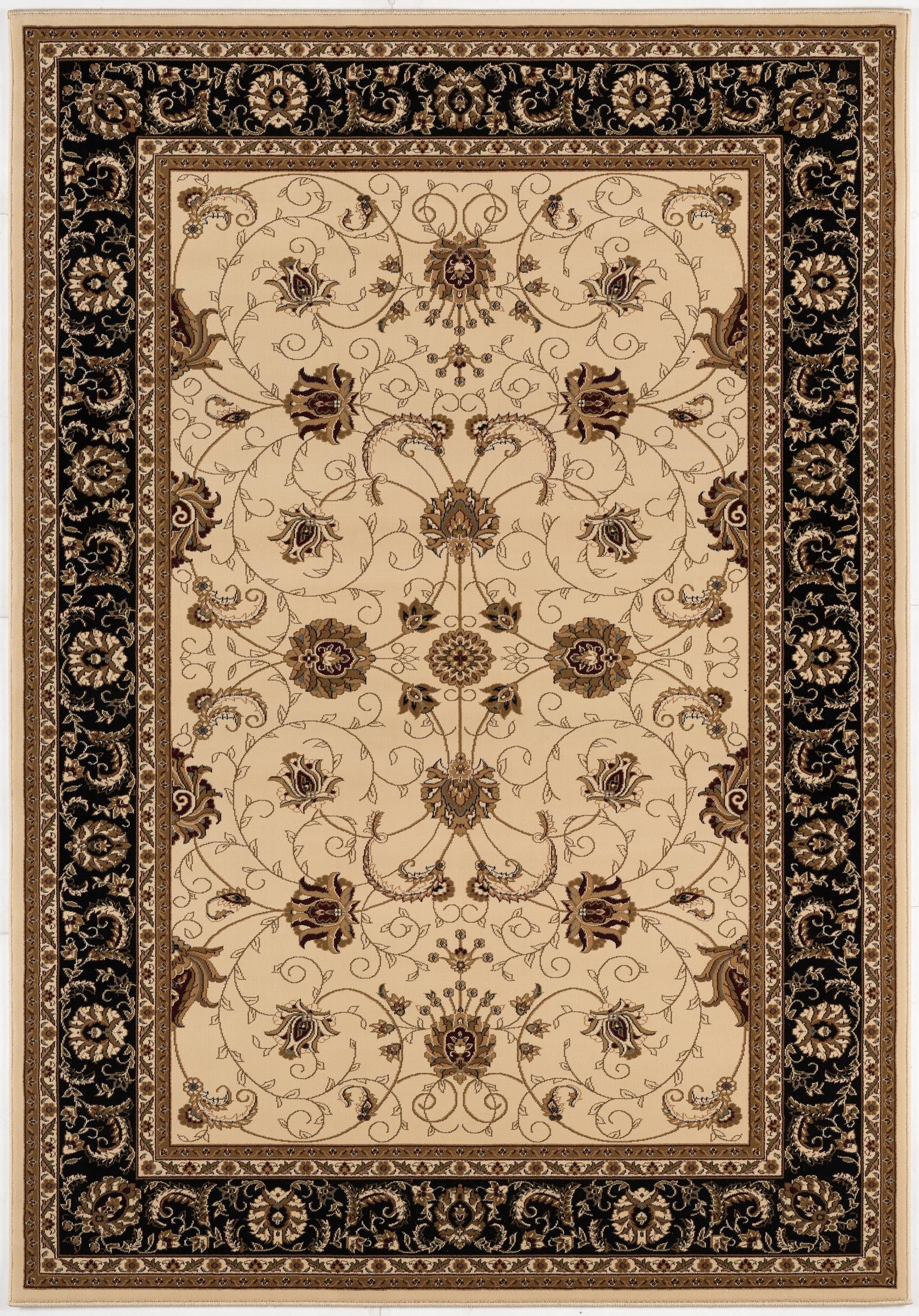 Fayez Persian Medallion Traditional Beige and Black Indoor Rug-20