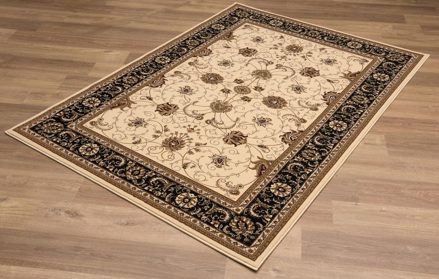 Fayez Persian Medallion Traditional Beige and Black Indoor Rug-19