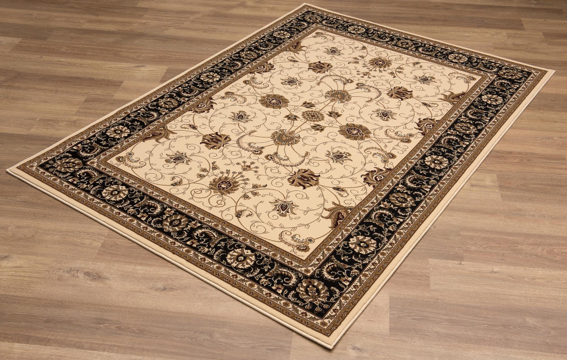 Fayez Persian Medallion Traditional Beige and Black Indoor Rug-19