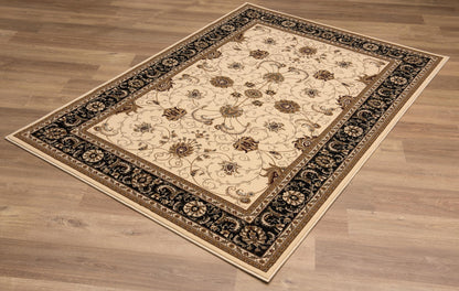 Fayez Persian Medallion Traditional Beige and Black Indoor Rug-19