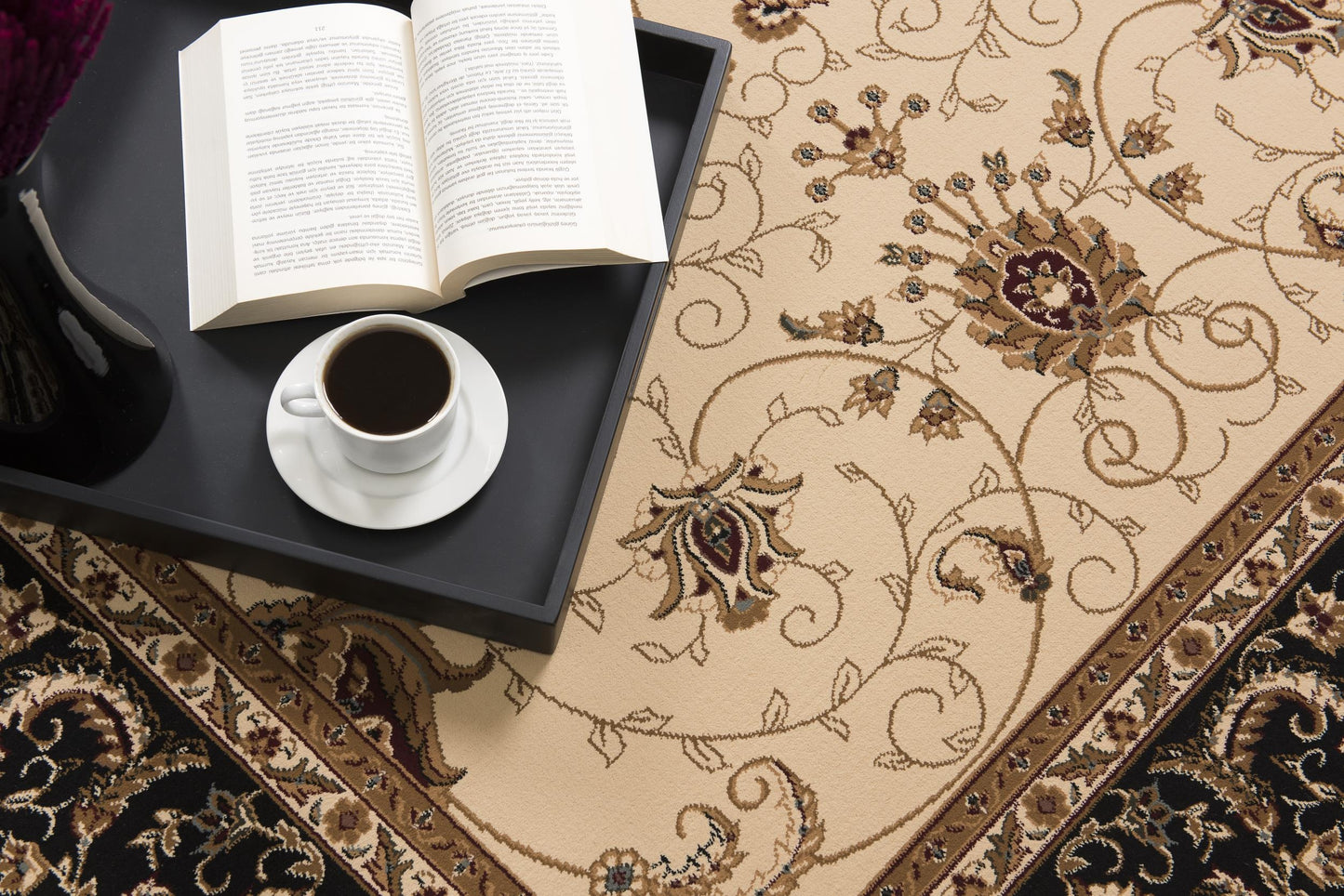 Fayez Persian Medallion Traditional Beige and Black Indoor Rug-15
