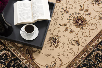 Fayez Persian Medallion Traditional Beige and Black Indoor Rug-15