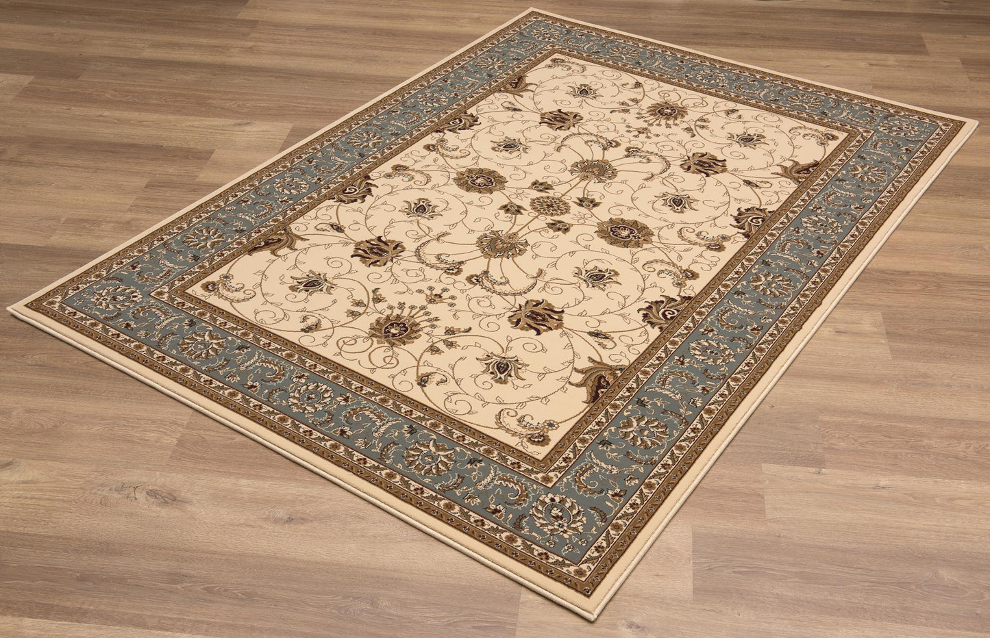 Fayez Persian Medallion Traditional Beige and Blue Indoor Rug