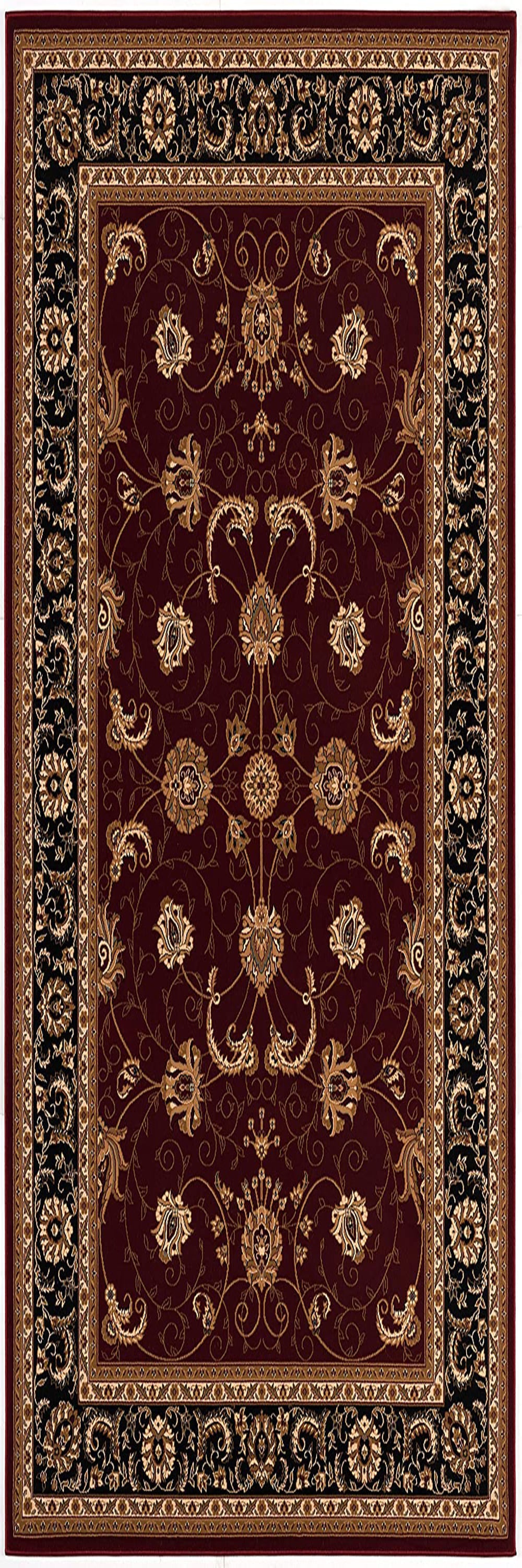 Fayez Persian Medallion Traditional Red and Black Indoor Rug