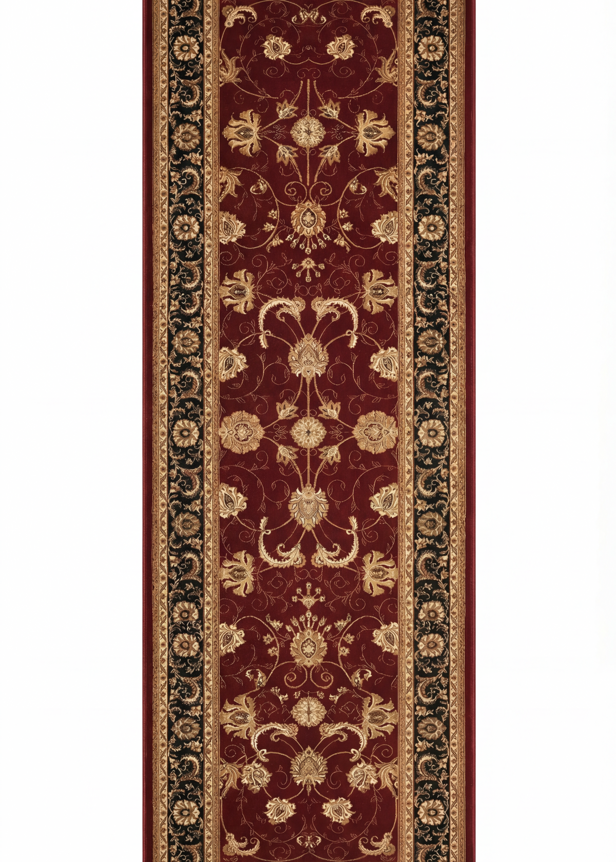 Alfombra de interior tradicional de medallón persa Fayez, roja y negra