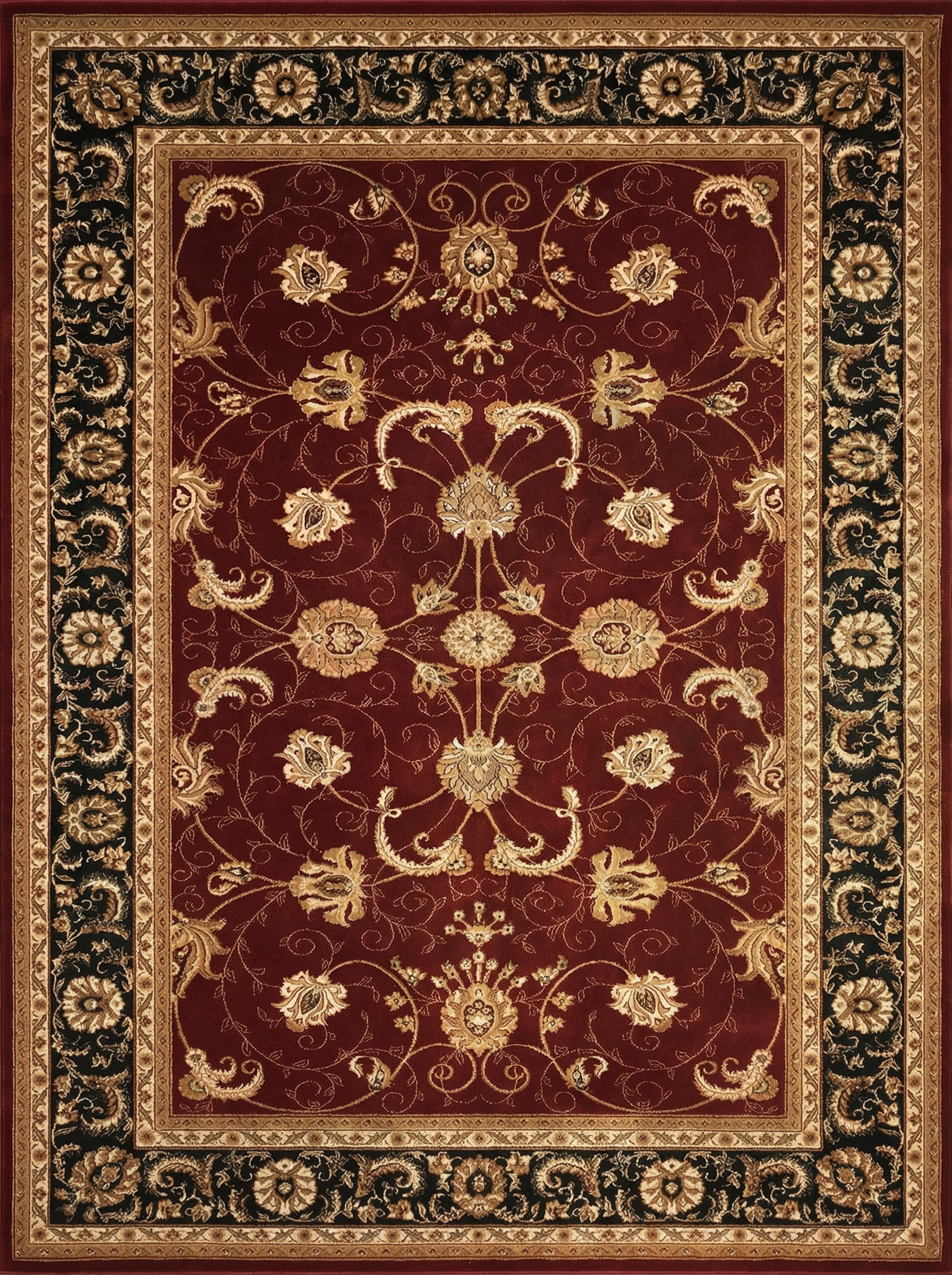 Fayez Persian Medallion Traditional Red and Black Indoor Rug-3