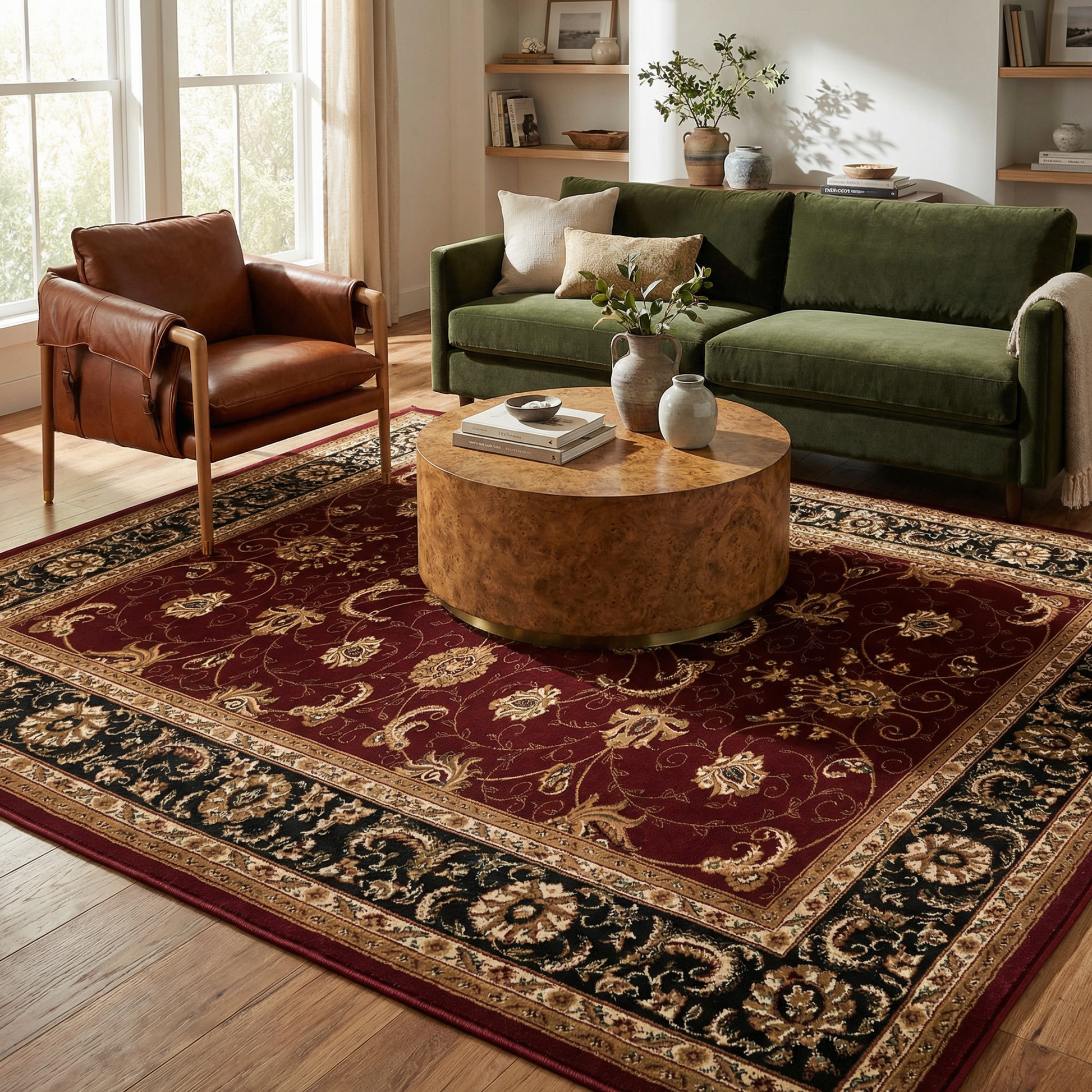 Fayez Persian Medallion Traditional Red and Black Indoor Rug-9