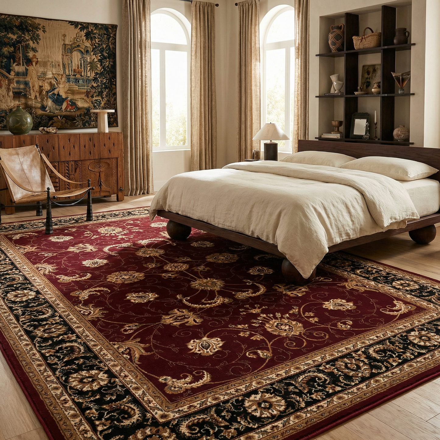 Fayez Persian Medallion Traditional Red and Black Indoor Rug-10