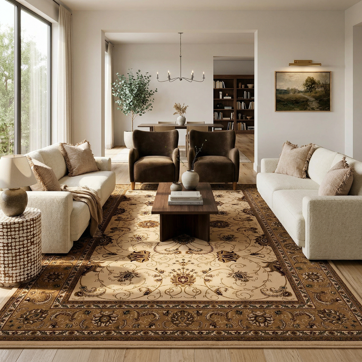 Fayez Persian Medallion Traditional Beige and Cream Indoor Rug-4
