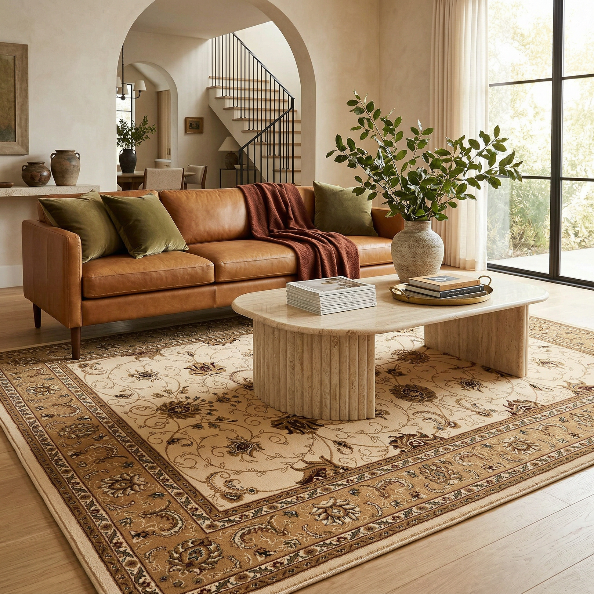 Fayez Persian Medallion Traditional Beige and Cream Indoor Rug-5