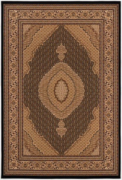 Faris Persian Medallion Traditional Black and Beige Indoor Rug-1