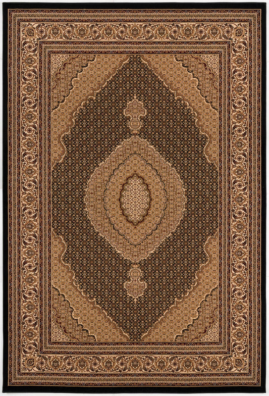 Faris Persian Medallion Traditional Black and Beige Indoor Rug-1