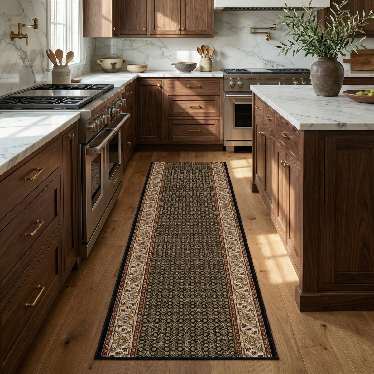 Tapis noir traditionnel marocain majestueux