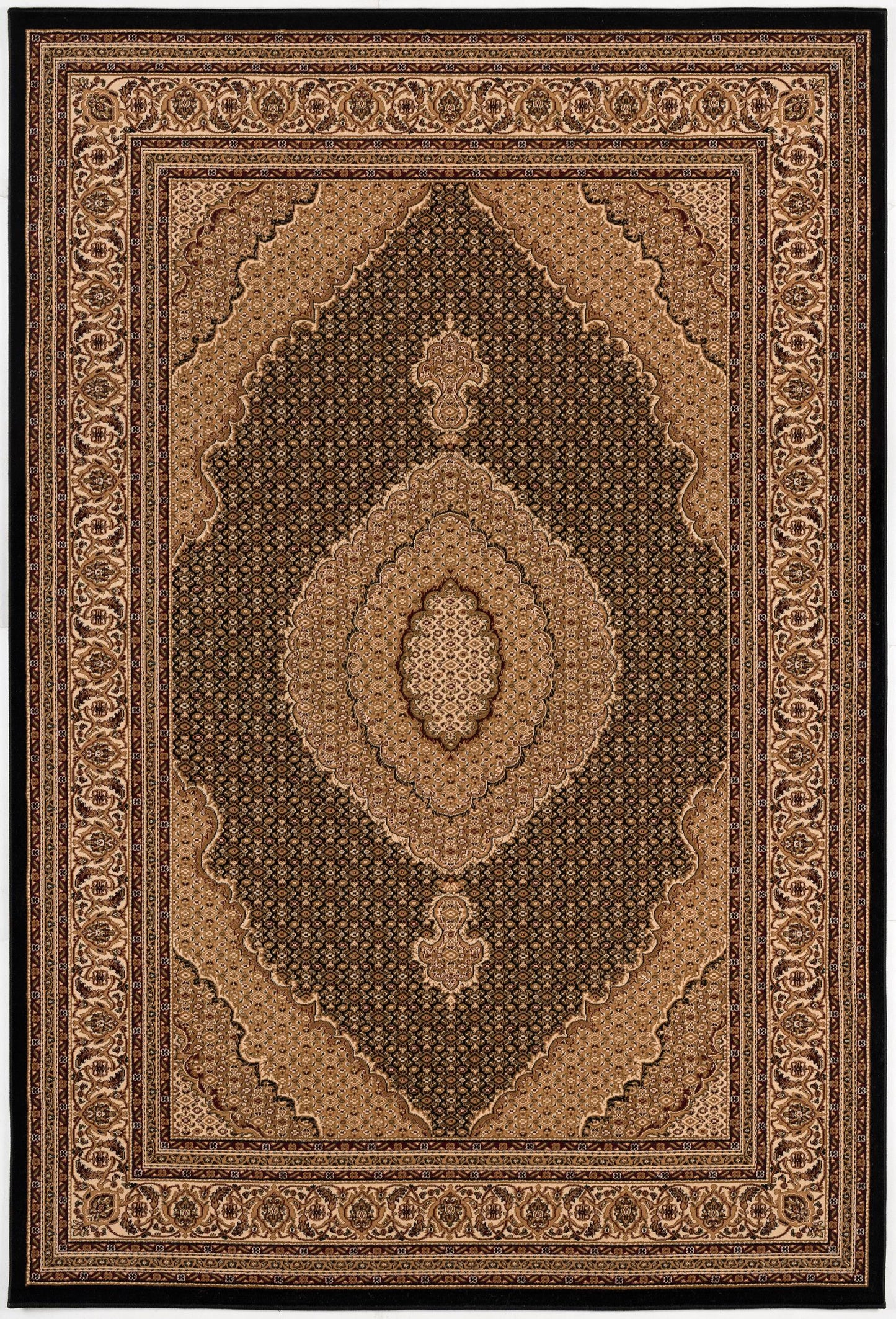Faris Persian Medallion Traditional Black and Beige Indoor Rug-3