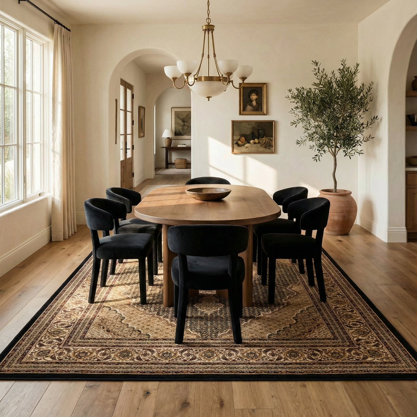 Faris Persian Medallion Traditional Black and Beige Indoor Rug-9