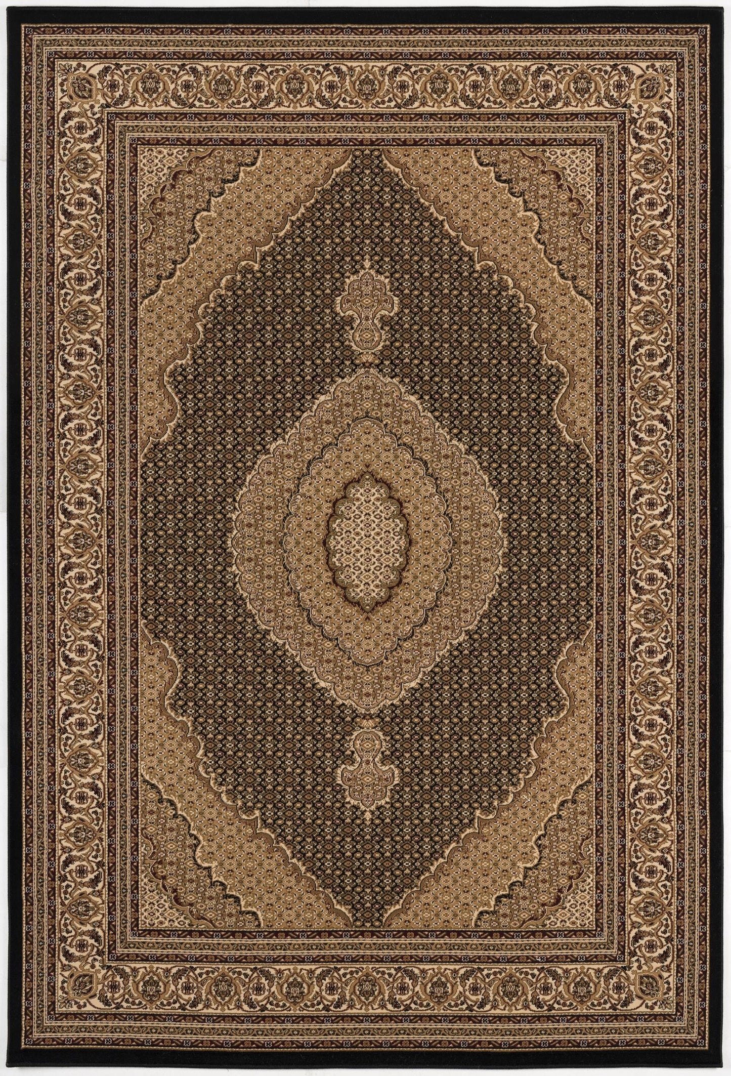 Faris Persian Medallion Traditional Black and Beige Indoor Rug