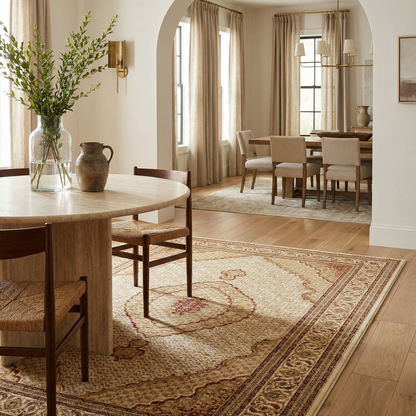 Faris Persian Medallion Traditional Beige and Cream Indoor Rug-7