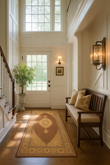 Faris Persian Medallion Traditional Red and Beige Indoor Rug