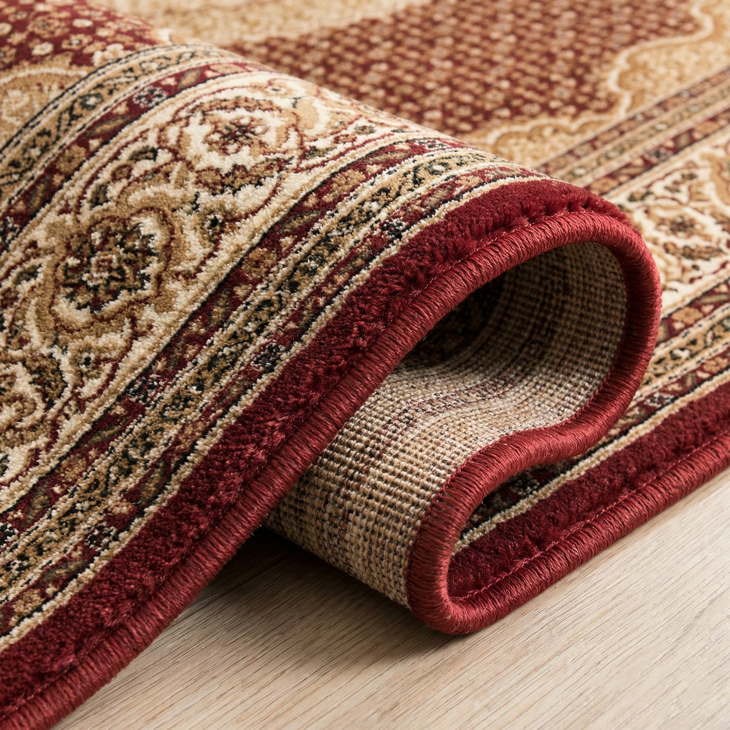 Faris Persian Medallion Traditional Red and Beige Indoor Rug-14