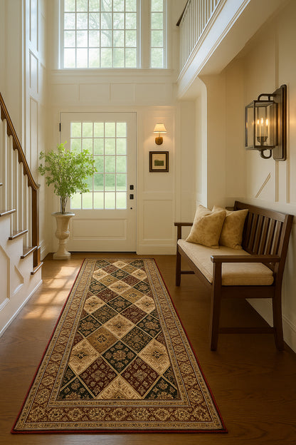 Aseel Persian Medallion Traditional Red and Black Indoor Rug