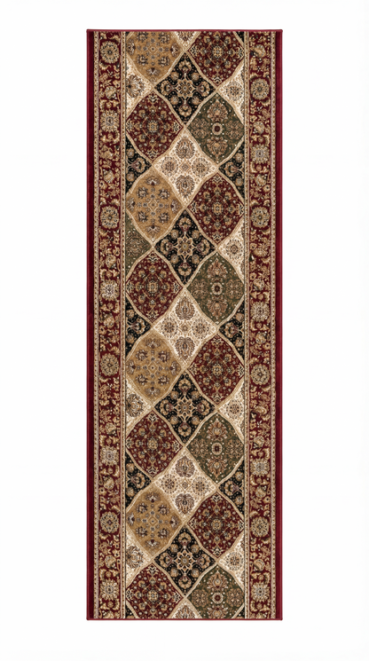 Aseel Persian Medallion Traditional Red and Black Indoor Rug