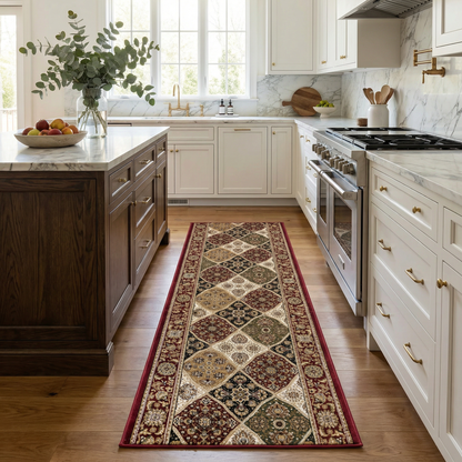 Aseel Persian Medallion Traditional Red and Black Indoor Rug