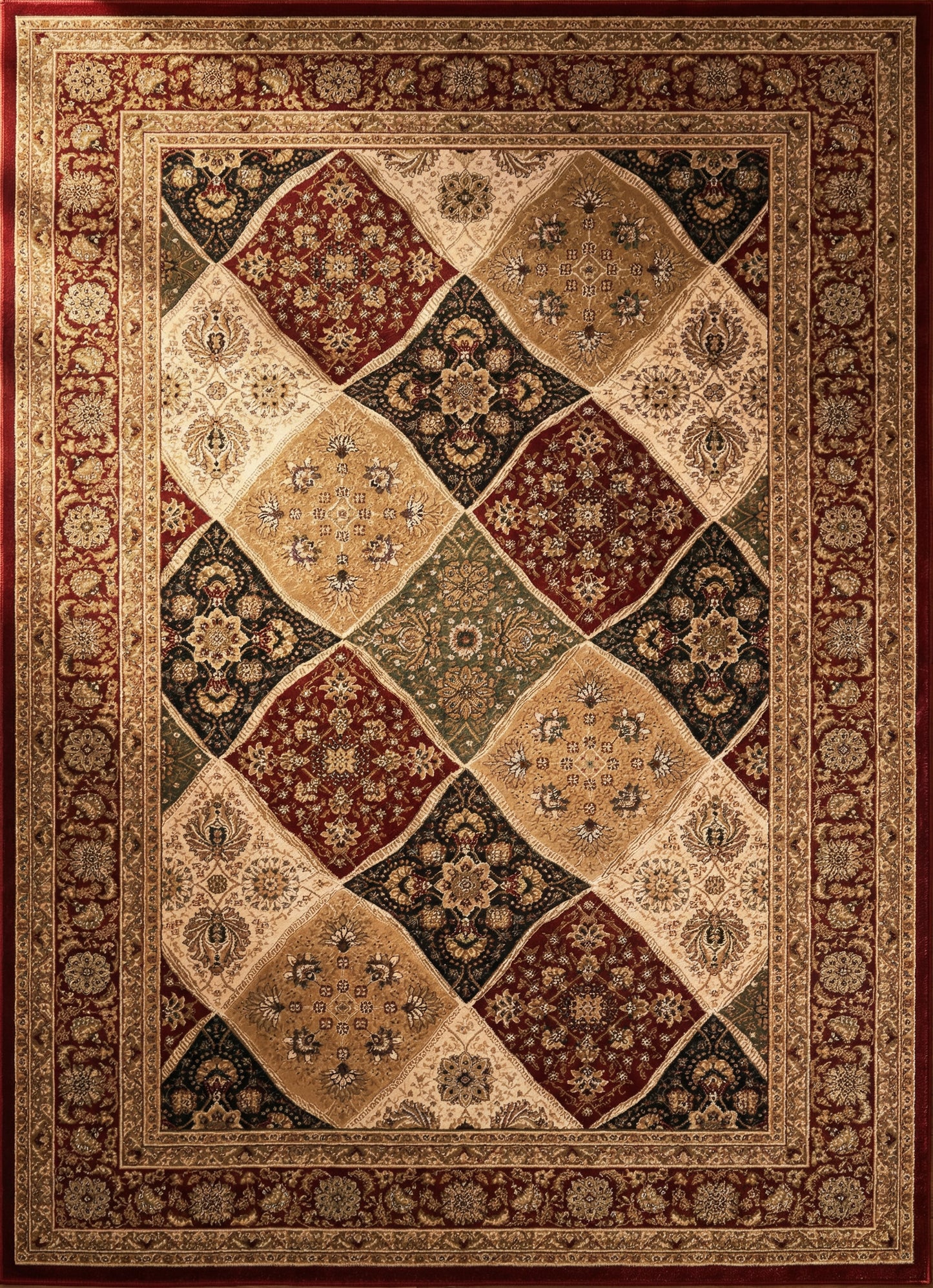 Aseel Persian Medallion Traditional Red and Black Indoor Rug-2