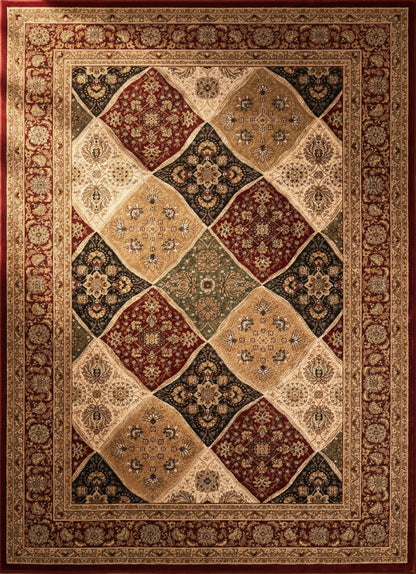 Aseel Persian Medallion Traditional Red and Black Indoor Rug-2