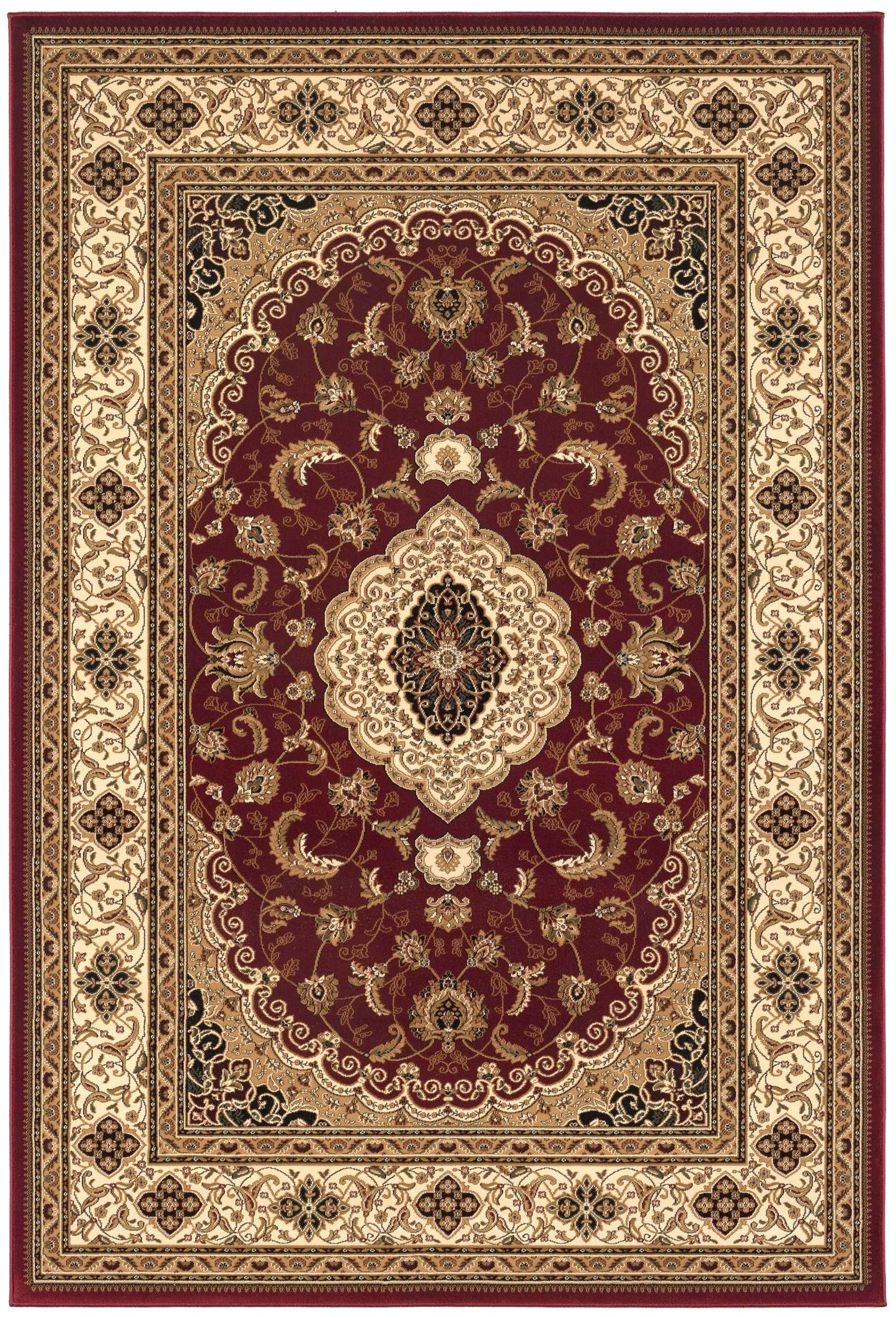 Rimal Persian Medallion Traditional Red and Beige Indoor Rug