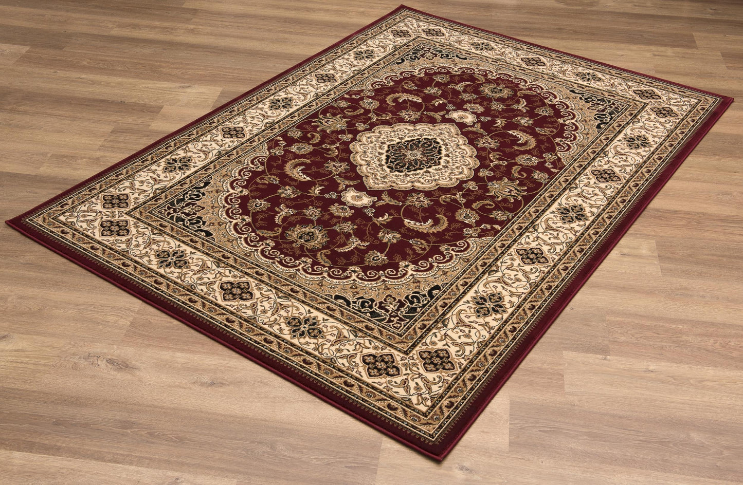Rimal Persian Medallion Traditional Red and Beige Indoor Rug