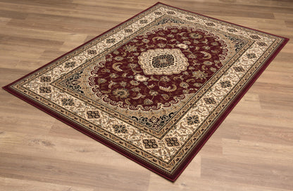 Rimal Persian Medallion Traditional Red and Beige Indoor Rug