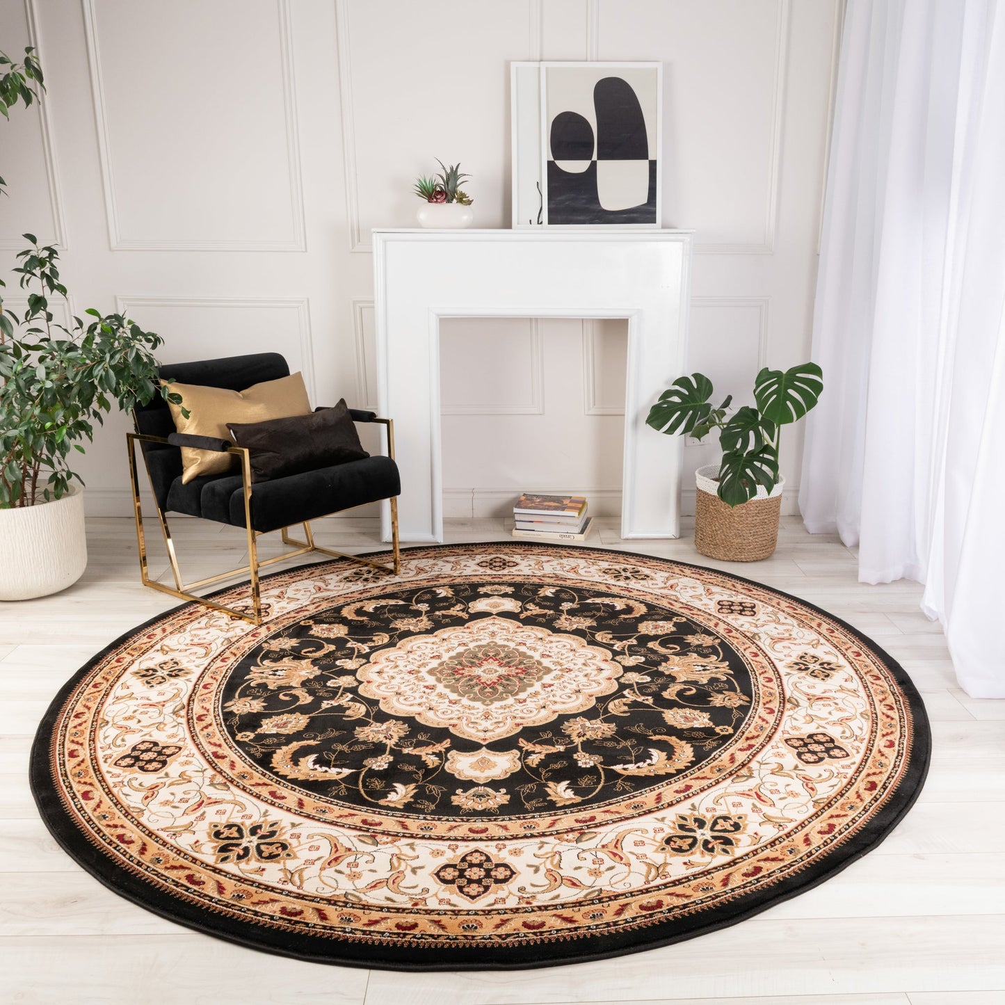 Majestic Persian Traditional Black Rug