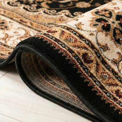 Zayn Persian Medallion Traditional Black and Beige Indoor Rug-11