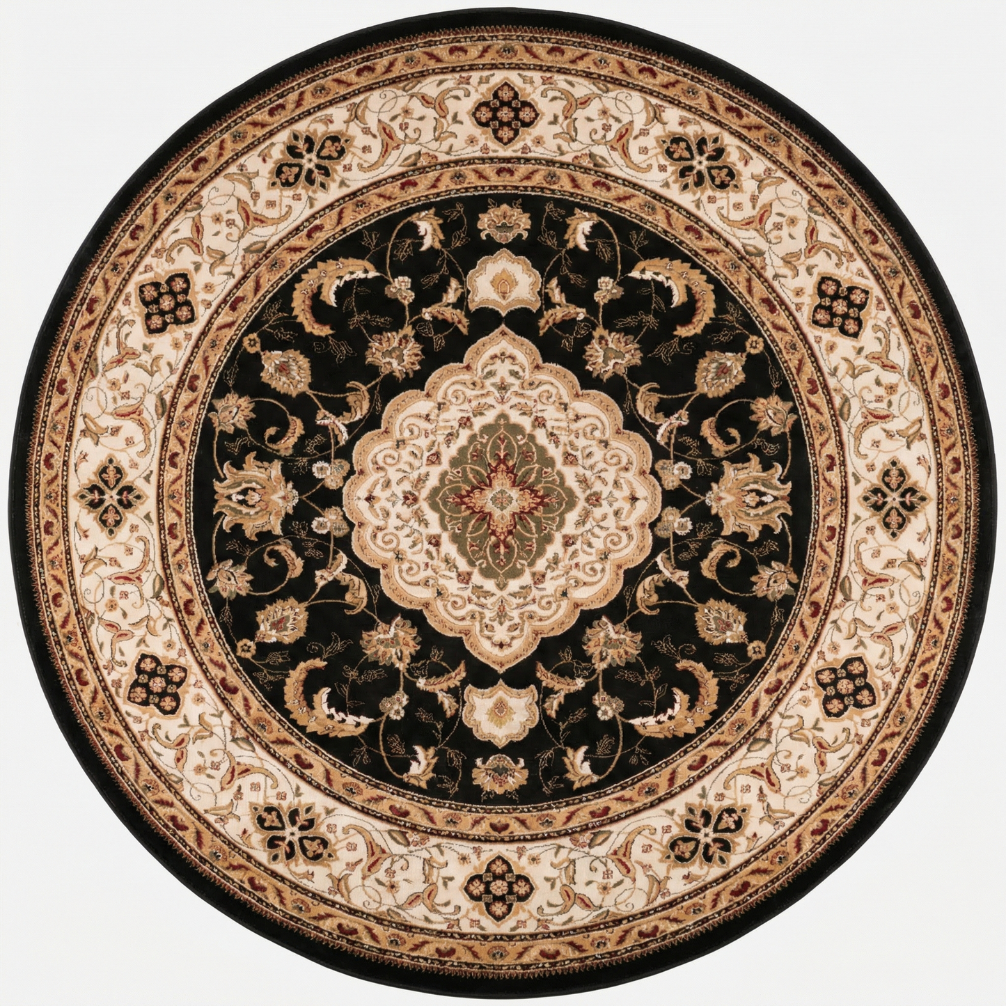 Zayn Persian Medallion Traditional Black and Beige Indoor Rug-14
